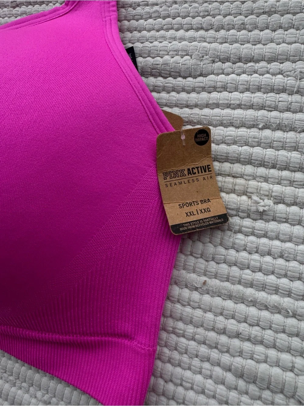 PINK Active Seamless Air High Impact Sports Bra Fuchsia XXL NWT Zip Front
